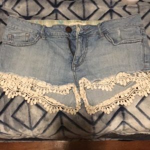 Precious Roxy Denim BabyDoll Lace Shorts